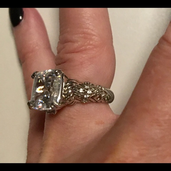 Judith Ripka Silver Ring with Clear Stone - Picture 2 of 7